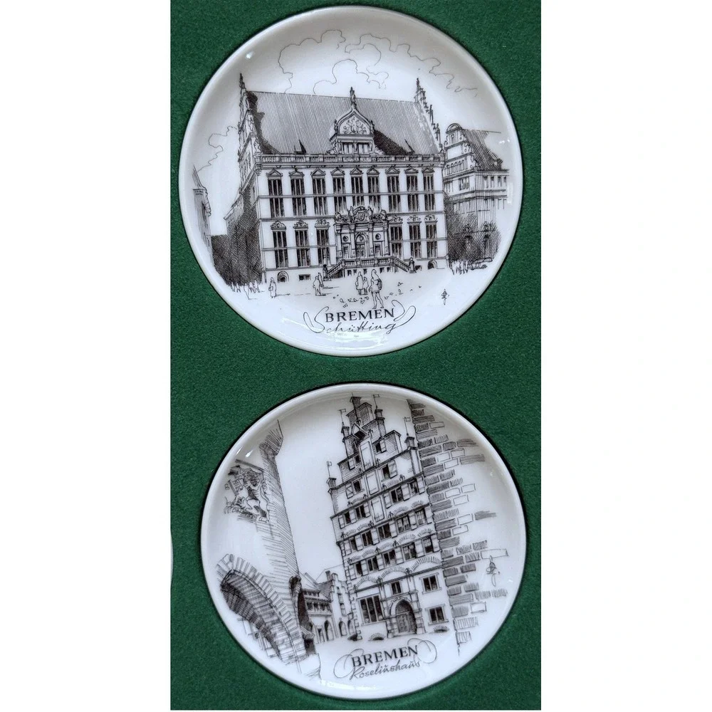 Bremen Porcelain Decanter & Boxed Trinket Dish Plate Set of 6 – Vintage Germany
